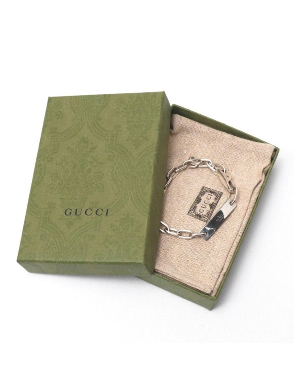 Gucci Bracelet 925 Sterling Silver Logo Plate